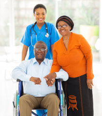 old couple with their nurse