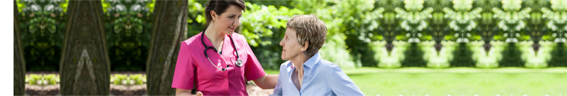 nurse talking to disabled lady